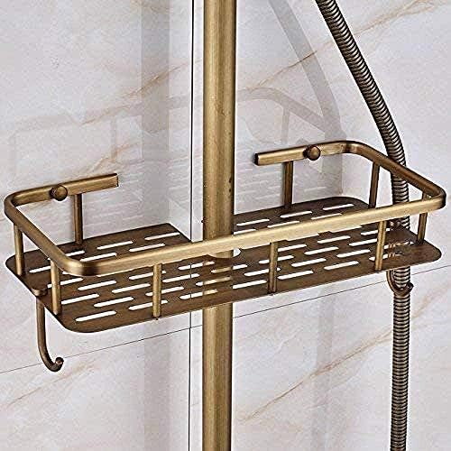 Antique Brass Rain shower with Storage Basket
