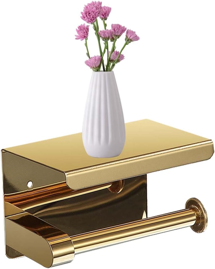 Stainless Steel Toilet Paper Holder with Phone Shelf 1
