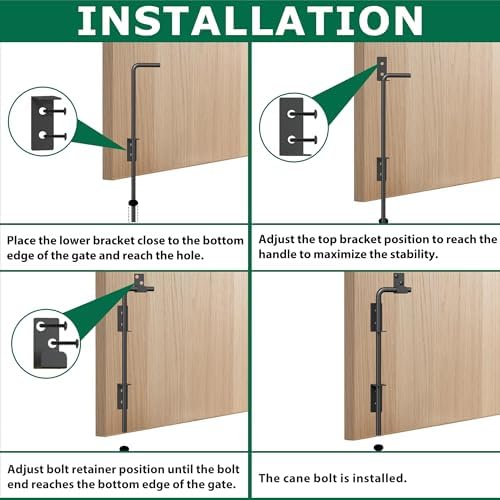 18-inch Heavy Duty Cane Bolt Gate Drop Rod Kit with Square Design