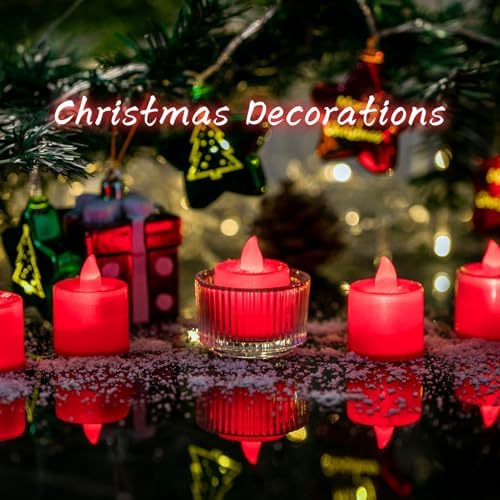 LANKER 24 Pack Red Flameless LED Tea Lights
