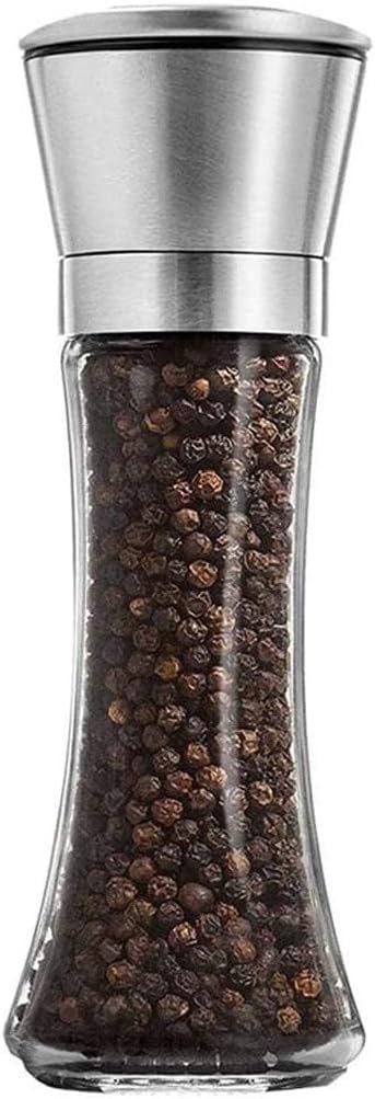 Yugefom Salt Pepper Grinder Set - Glass Stainless Steel