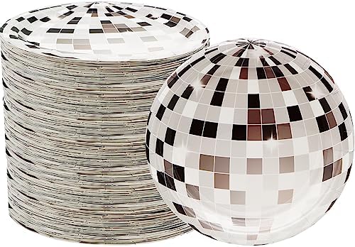HSPAIDYP 80Pcs 7 Silver Disco Paper Plates
