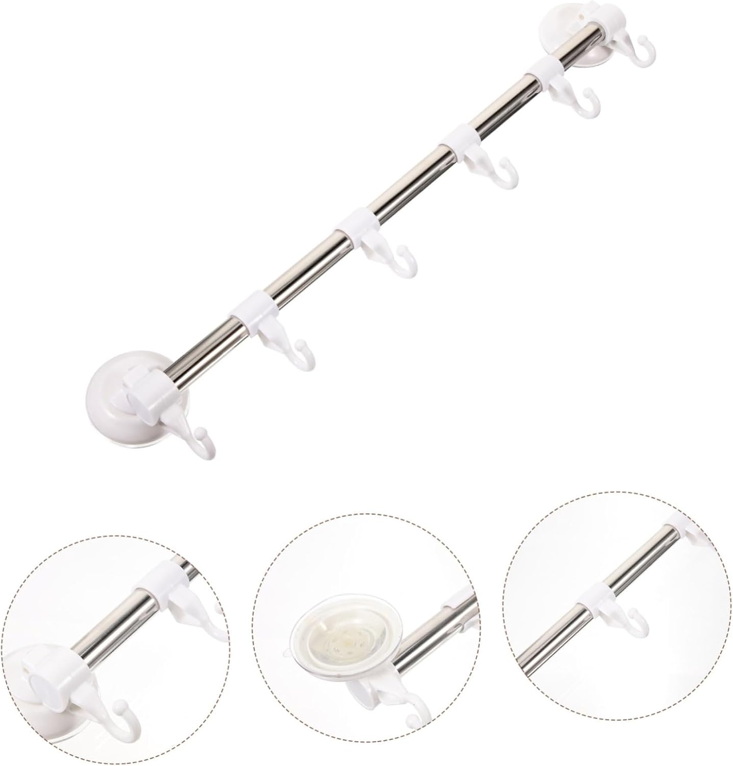 Holibanna Stainless Steel Suction Cup Towel Holder with 6 Hooks