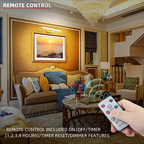 FUNCHDAY Gold Picture Light with Timer and Dimmable