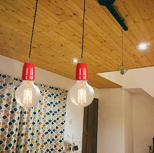 KAYYELAMP Red E26 Ceramic Base Pendants Set of Three