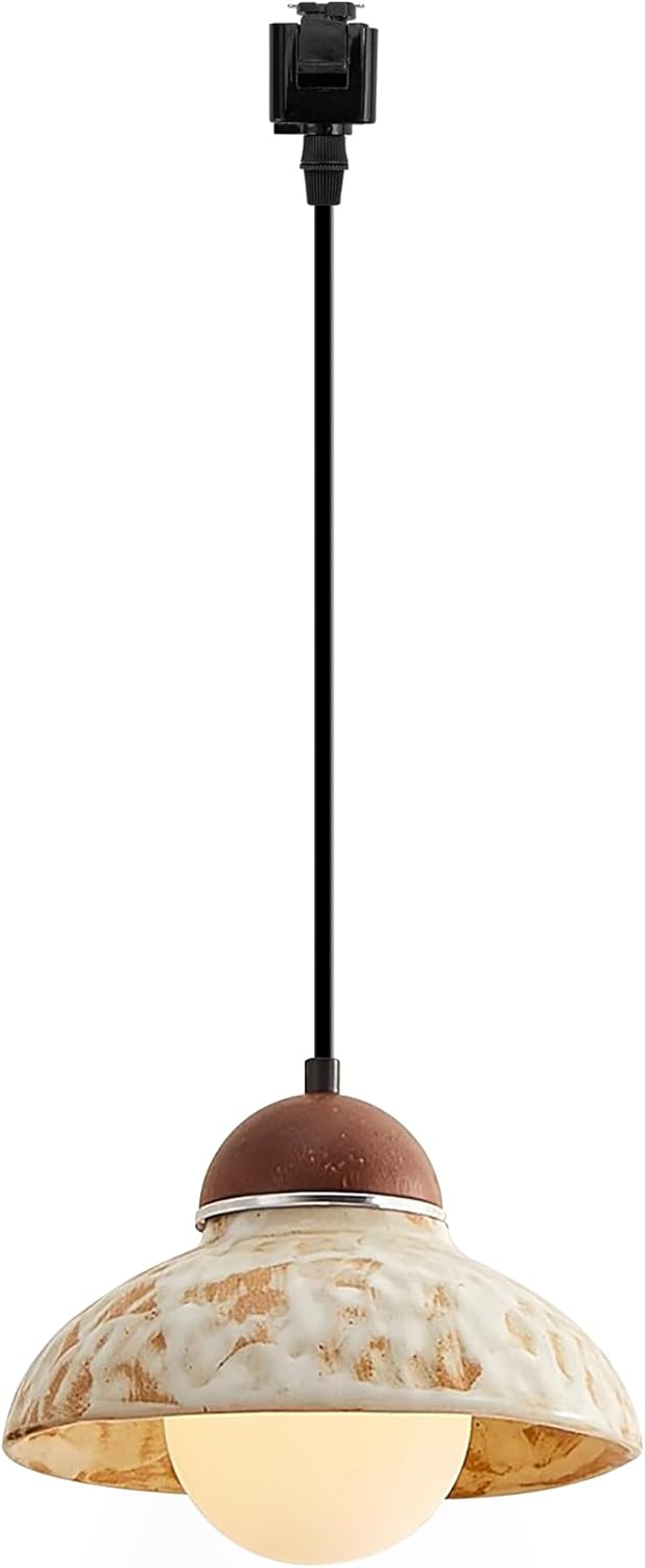 Kiven L Style Track Lighting Pendants 1-Light Farmhouse Pendant with Ceramic Shade