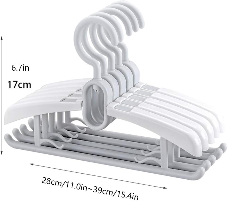 TBLOTYD Non-Slip Plastic Hangers Adjustable Size Grey 50 Pack