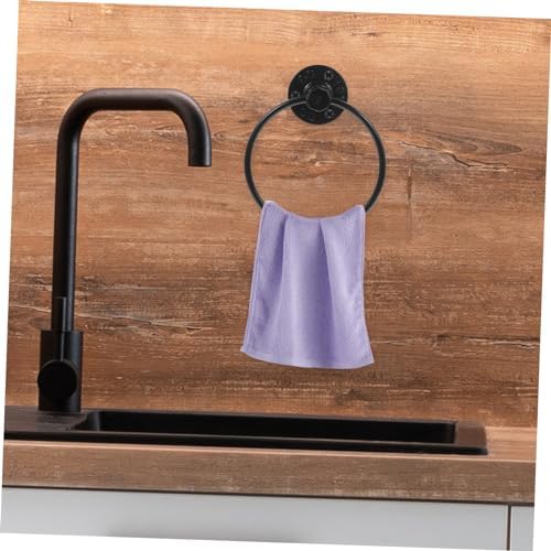 Alipis Matte Black Towel Ring Holder