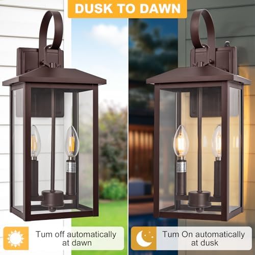 Brilvibera 2-Light Porch Wall Light with Dusk to Dawn Sensor