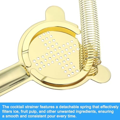 Cocktail Strainer - Stainless Steel Bar Tool for Drinks Gold 160mm