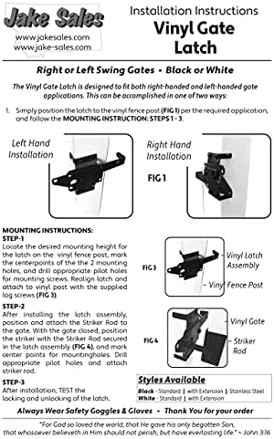 Sturdy Black Vinyl Gate Latch with Mounting Hardware