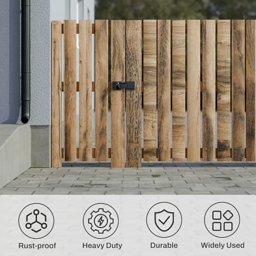 Sturdy 35mm Heavy Duty Gate Latch Lock Set with Matte Black Finish