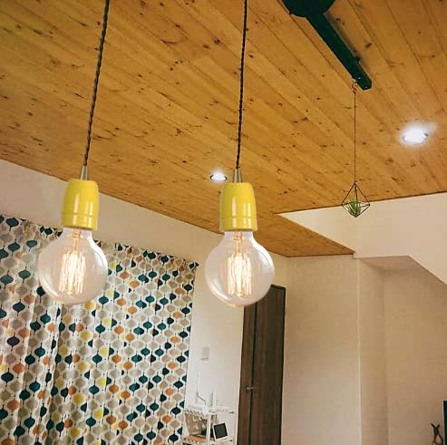KAYYELAMP Yellow Ceramic Base Pendant Light Set of Three