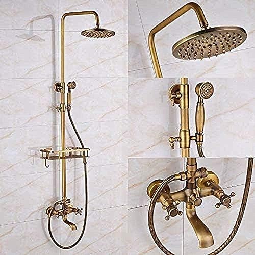 Antique Brass Handheld Shower Head with Storage Basket