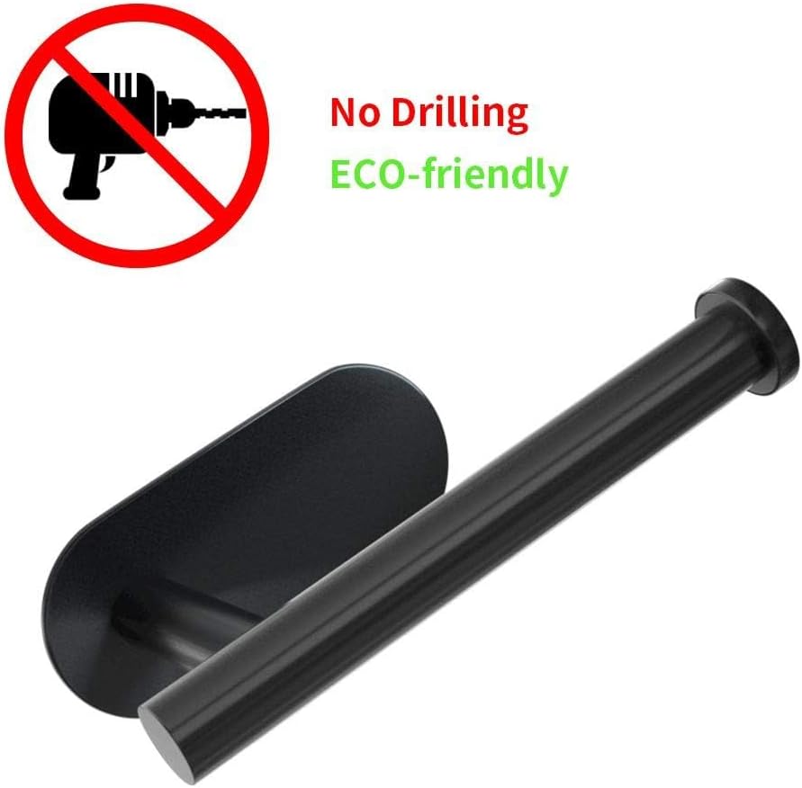 Cerekony Adhesive Toilet Paper Holder - Brushed Black for Small Spaces