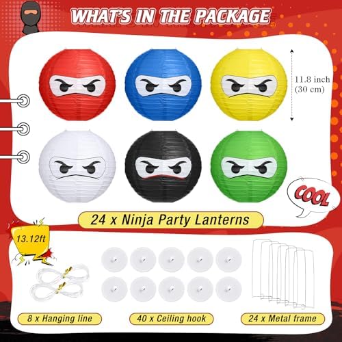 Glooglitter 6 Pcs Ninja Themed Paper Lanterns 12 Inch 1