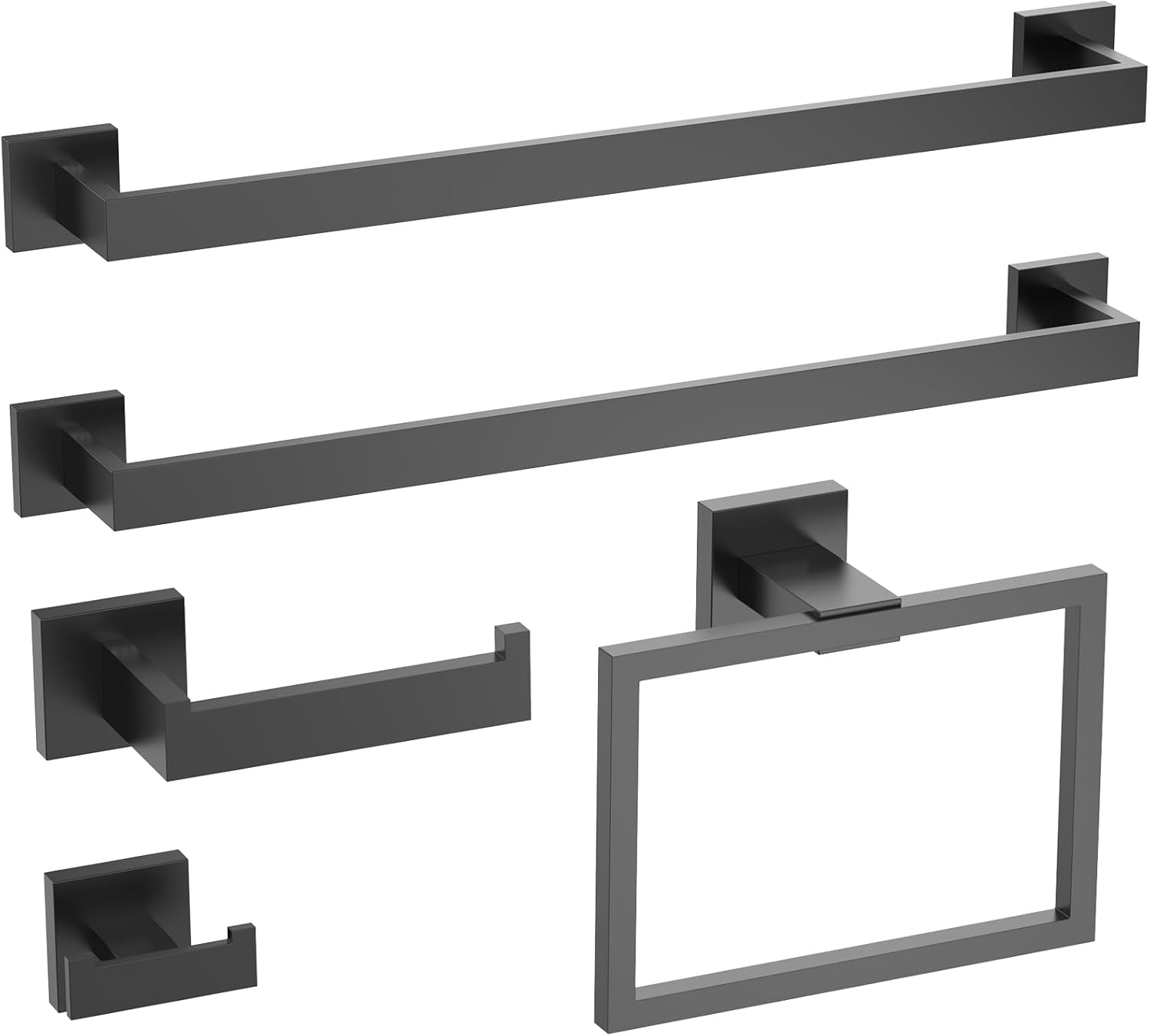 INDARE Matte Black 5-Piece Bathroom Hardware Set