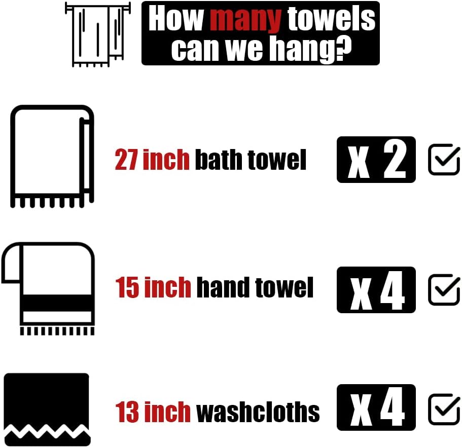 JQK Double Bath Towel Bar Matte Black