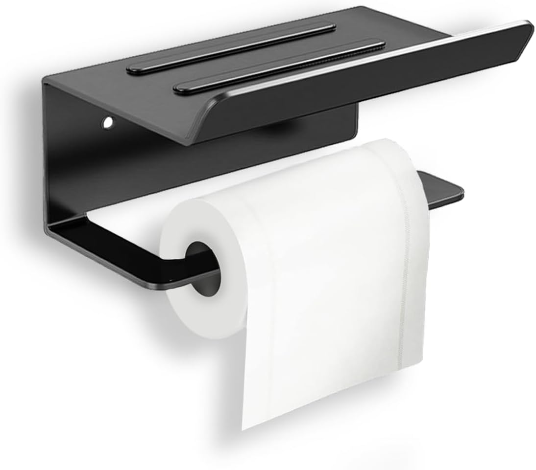 Black Bathroom Toilet Paper Holder Wall-Mounted Stainless Steel