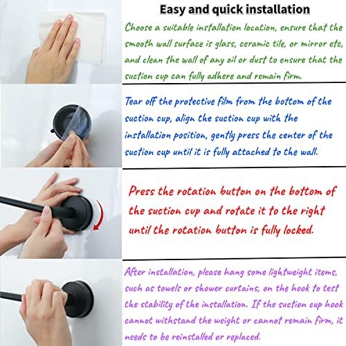 DGYB Suction Cup Towel Bar Set of 2 Matte Black