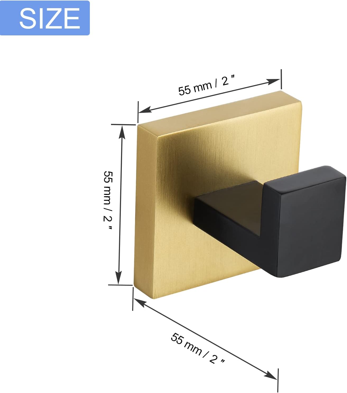TQKAG Stainless Steel Square Towel Ring Hooks BlackGold