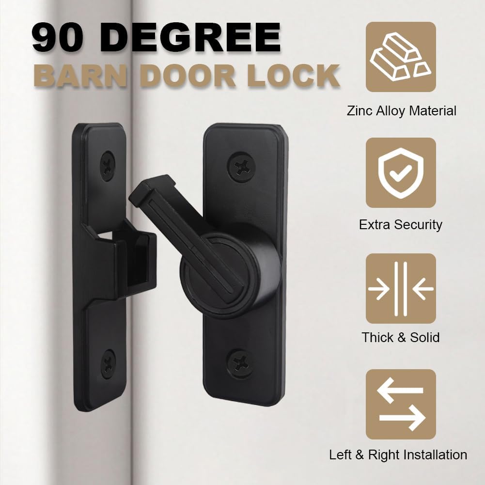 Barn Door Lock with Handle 90-Degree Latches
