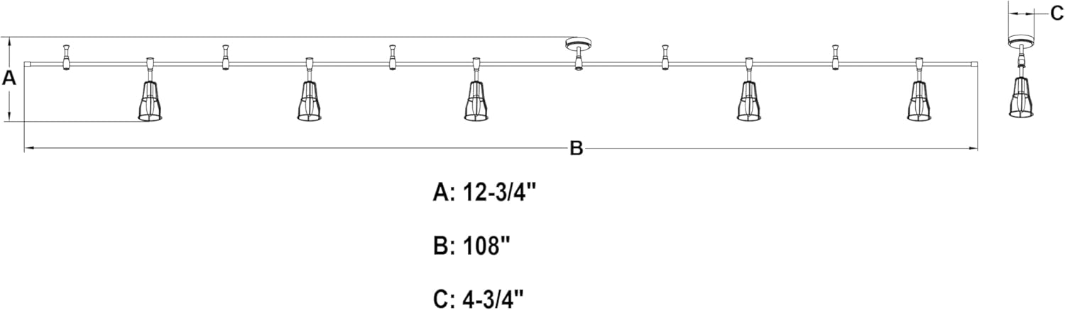 VAXCEL Milford 5-Light Track Lighting Kit Black