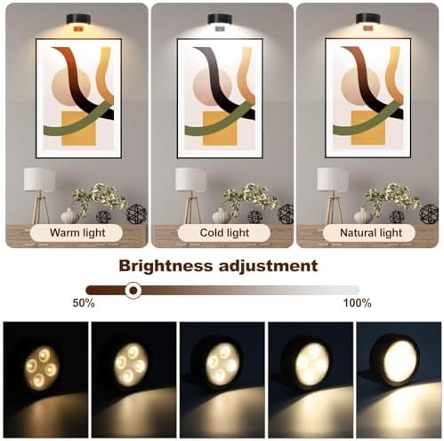 TTQ 4PCS Magnetic Wall Light with 3 Modes Dimmable