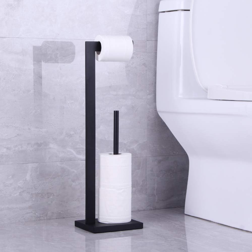 Matte Black Toilet Paper Holder with Shelf and Storage