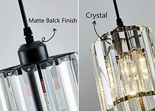 Kiven One-Light Track Light with Matte Black Frame and Crystal Pendant