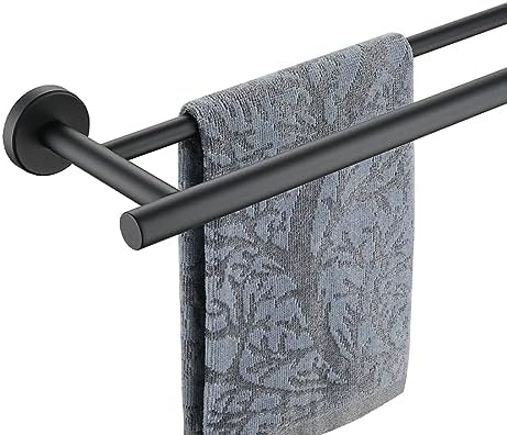 JQK Double Bath Towel Bar Matte Black