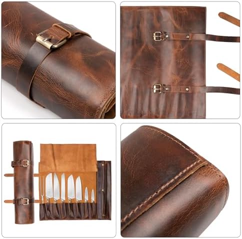 ELIZO Handcrafted Knife Roll Bag with 8 Slots