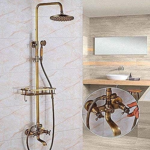 Antique Brass Handheld Shower Head with Storage Basket