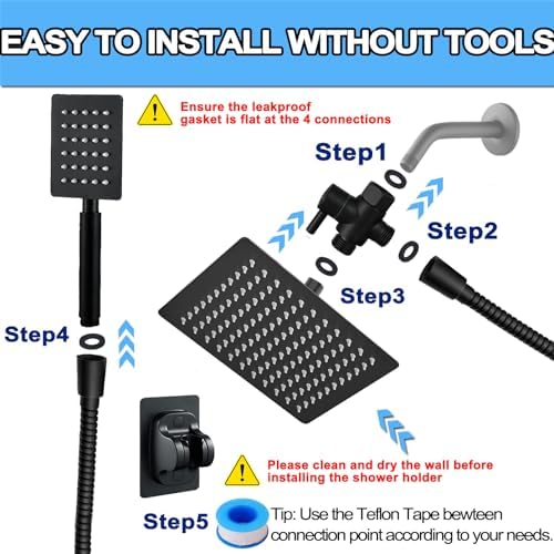 Luxury Black 8 2-in-1 Shower Head Set