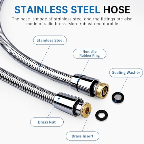 Spray Power Wash 70-Inch Durable Hose Easy Install EVP240 Chrome
