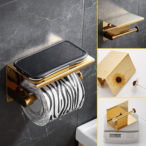 Stainless Steel Toilet Paper Holder with Phone Shelf 1