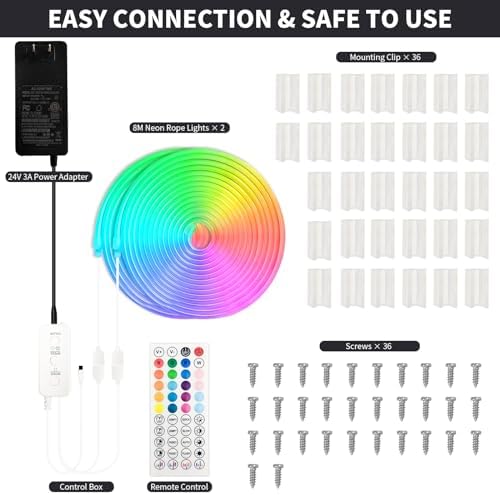 52FT BUNACET LED Neon RGBIC Strip Lights with Remote APP Control