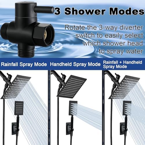 Luxury Black 8 2-in-1 Shower Head Set
