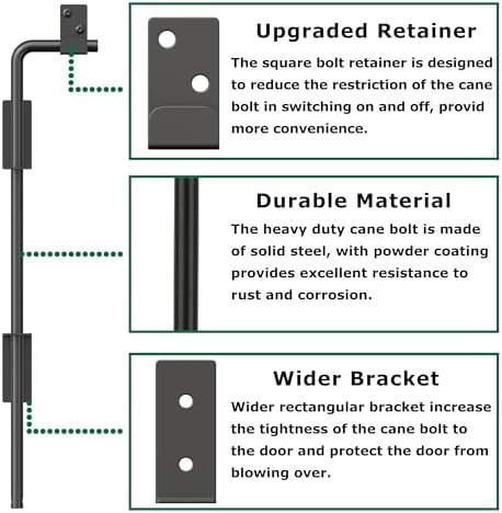 18-inch Heavy Duty Cane Bolt Gate Drop Rod Kit with Square Design
