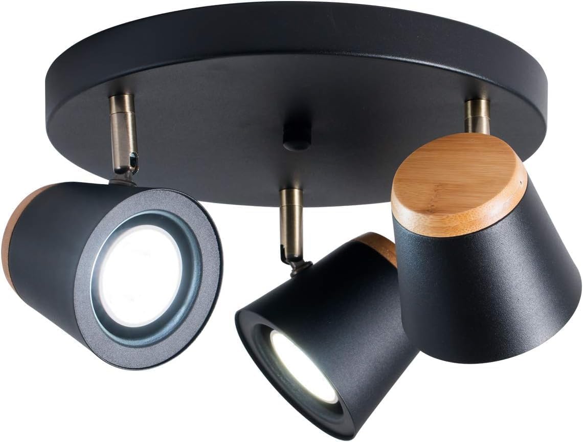 TeHenoo 3-Light Ceiling Light Matte Black Industrial Track Lighting