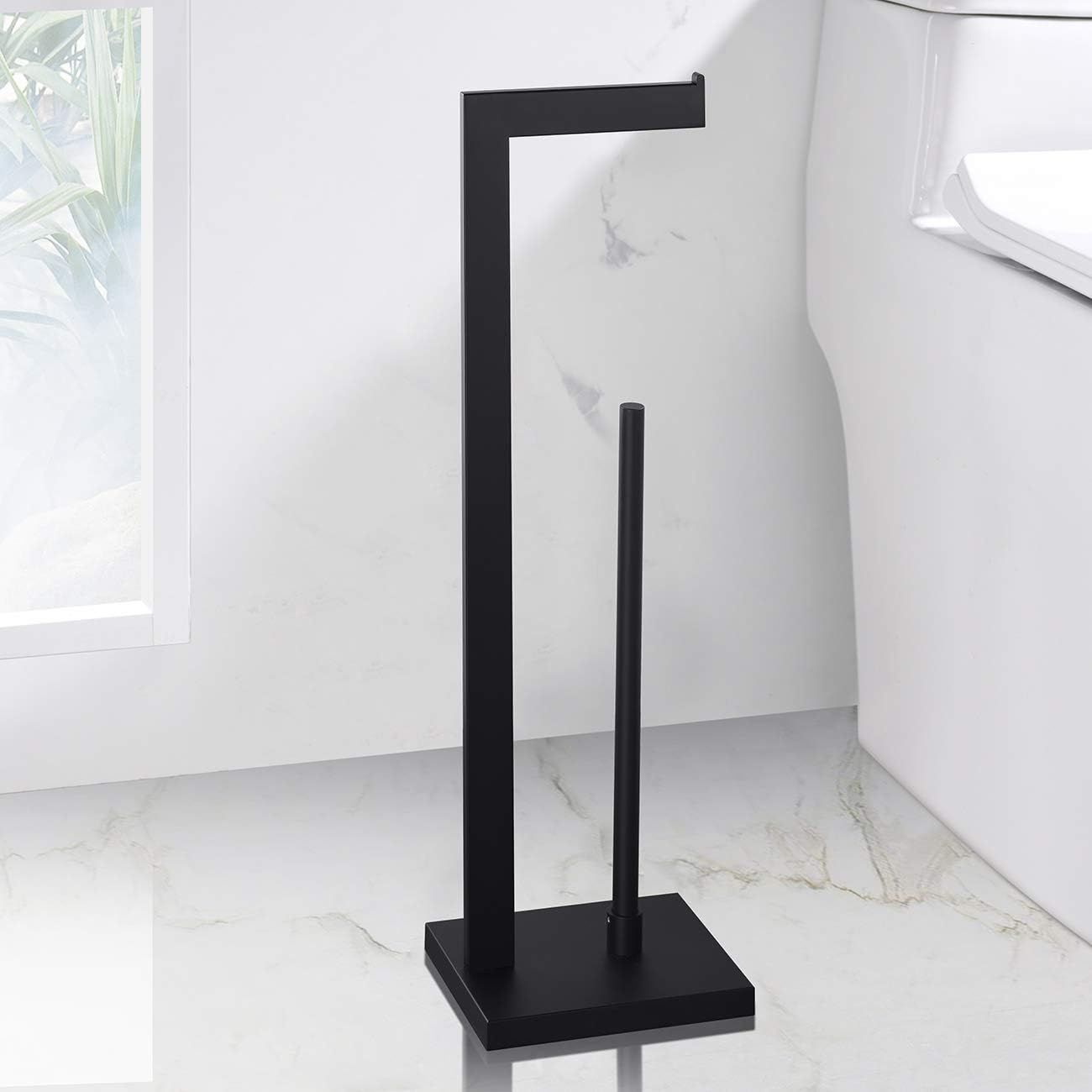 Miyili Matte Black Free Standing Toilet Paper Holder