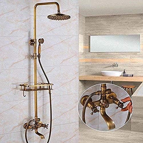 Antique Brass Rain shower with Storage Basket