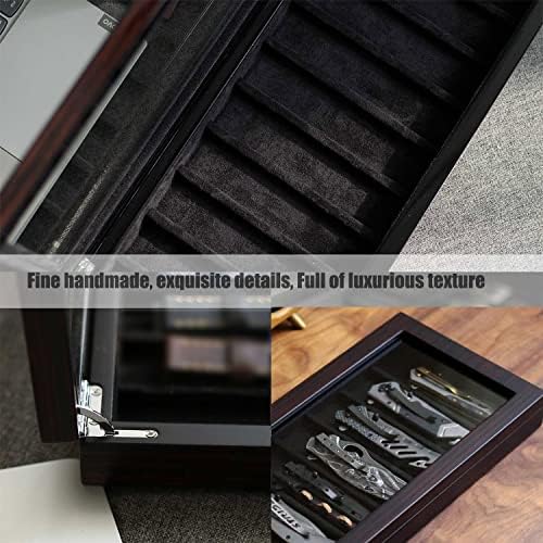Besforu 8 Pocket Knife Display Case Organizer with Glass Window