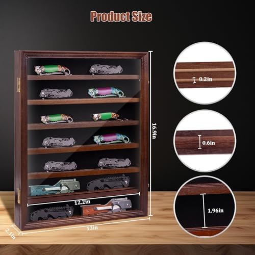 WodGod 7 Layers Knife Display Case with 6 Shelves Cherry