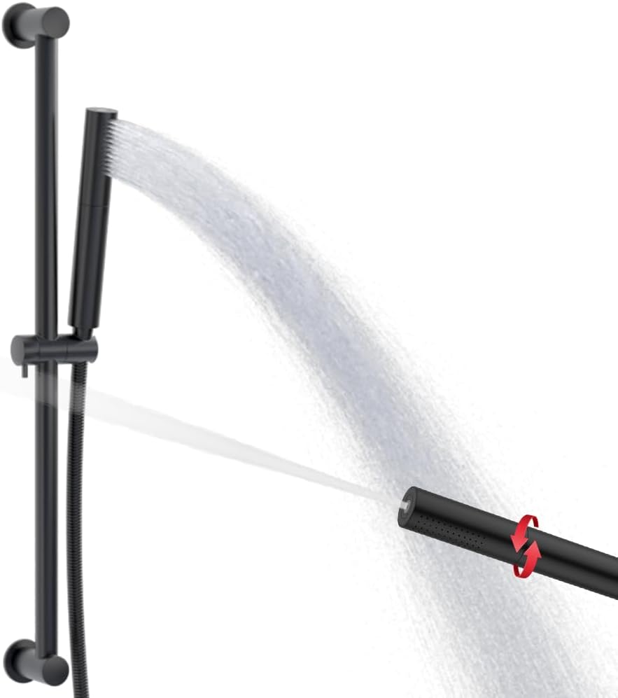 Matte Black Adjustable Handheld Shower Head with 22-inch Slide Bar