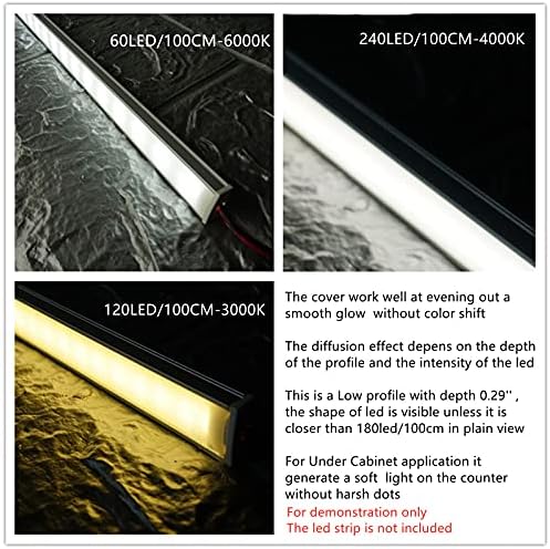 LED Strip U Channel Diffuser 6-Pack with 1FT Aluminum Track