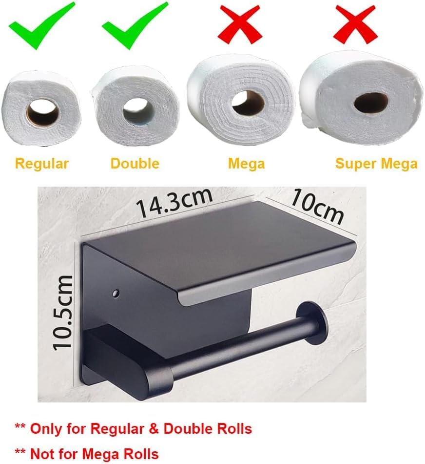 Matte Black Toilet Paper Holder with Phone Shelf 1