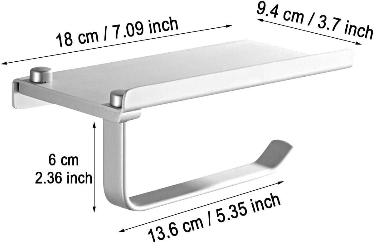 YIWULA Toilet Paper Holder with Phone Shelf Wall-Mounted Bath Accessory Silver