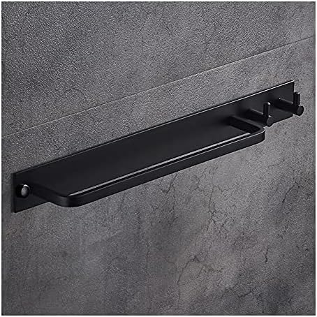 ANNBKA Black Aluminum Towel Bar with 2 Hooks 1
