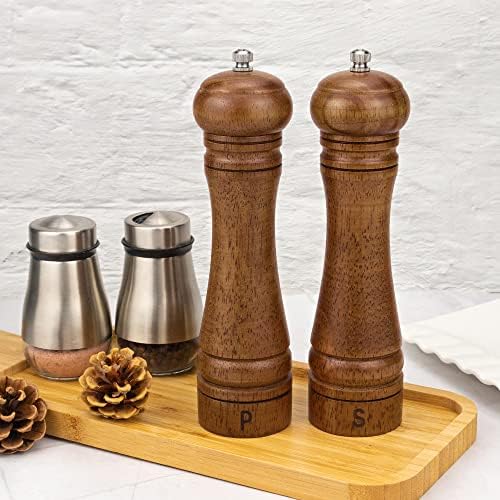 XWXO Oak Wood Salt Pepper Grinder Set - Pack of 2